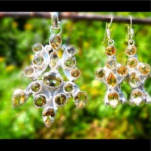 Citrine Pendant Earrings Set Gemstone Jewelry